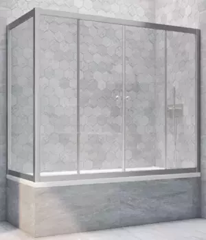 Шторка на ванну стеклянная «Vegas Glass» Z2V+ZVF Novo 150/85 Crystal vision/хром матовый универсальная