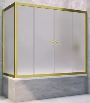 Шторка на ванну стеклянная «Vegas Glass» Z2V+ZVF Novo 150/85 сатин/золото матовое универсальная