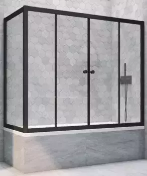 Шторка на ванну стеклянная «Vegas Glass» Z2V+ZVF Novo 150/90 Crystal vision/чёрная матовая универсальная