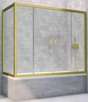 Шторка на ванну стеклянная «Vegas Glass» Z2V+ZVF Novo 150/90 прозрачная/золото матовое универсальная