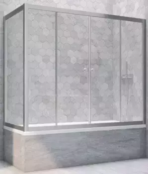 Шторка на ванну стеклянная «Vegas Glass» Z2V+ZVF Novo 155/70 Crystal vision/хром матовая универсальная
