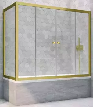 Шторка на ванну стеклянная «Vegas Glass» Z2V+ZVF Novo 155/70 Crystal vision/золото матовое универсальная