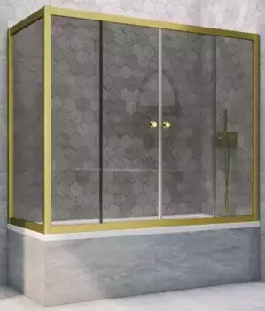 Шторка на ванну стеклянная «Vegas Glass» Z2V+ZVF Novo 155/70 графит/золото матовое универсальная
