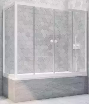 Шторка на ванну стеклянная «Vegas Glass» Z2V+ZVF Novo 155/70 прозрачная/белая универсальная