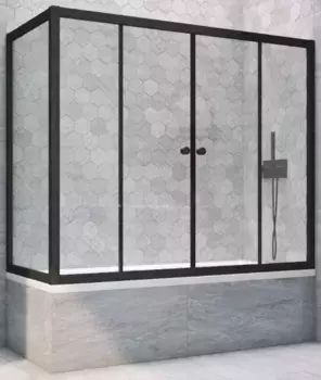 Шторка на ванну стеклянная «Vegas Glass» Z2V+ZVF Novo 155/75 Crystal vision/чёрная матовая универсальная