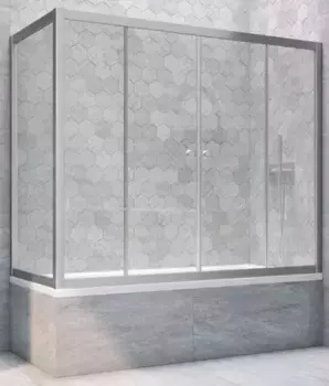 Шторка на ванну стеклянная «Vegas Glass» Z2V+ZVF Novo 155/75 Crystal vision/хром матовая универсальная