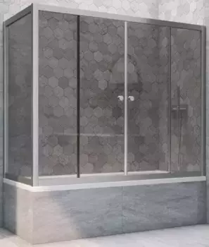 Шторка на ванну стеклянная «Vegas Glass» Z2V+ZVF Novo 155/80 графит/хром матовая универсальная