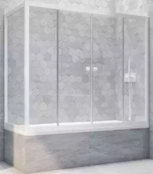 Шторка на ванну стеклянная «Vegas Glass» Z2V+ZVF Novo 155/80 прозрачная/белая универсальная