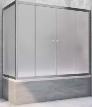 Шторка на ванну стеклянная «Vegas Glass» Z2V+ZVF Novo 155/80 сатин/хром матовая универсальная