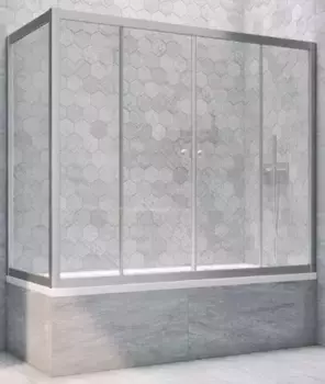 Шторка на ванну стеклянная «Vegas Glass» Z2V+ZVF Novo 155/85 прозрачная/хром матовая универсальная