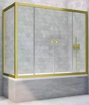 Шторка на ванну стеклянная «Vegas Glass» Z2V+ZVF Novo 155/85 прозрачная/золото матовое универсальная