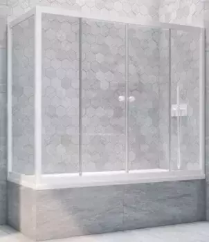 Шторка на ванну стеклянная «Vegas Glass» Z2V+ZVF Novo 155/90 Crystal vision/белая универсальная