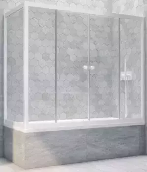 Шторка на ванну стеклянная «Vegas Glass» Z2V+ZVF Novo 155/90 прозрачная/белая универсальная