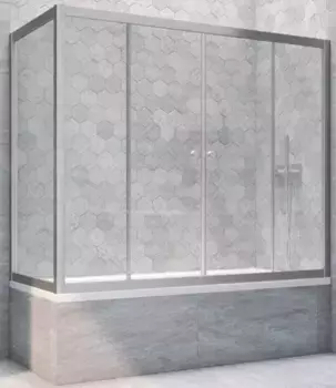 Шторка на ванну стеклянная «Vegas Glass» Z2V+ZVF Novo 155/90 прозрачная/хром матовая универсальная