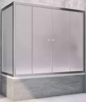 Шторка на ванну стеклянная «Vegas Glass» Z2V+ZVF Novo 155/90 сатин/хром матовая универсальная