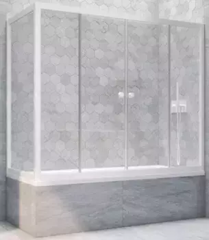 Шторка на ванну стеклянная «Vegas Glass» Z2V+ZVF Novo 160/75 Crystal vision/белая универсальная