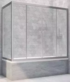 Шторка на ванну стеклянная «Vegas Glass» Z2V+ZVF Novo 160/75 Crystal vision/хром матовый универсальная