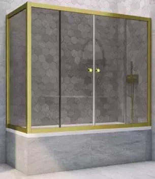 Шторка на ванну стеклянная «Vegas Glass» Z2V+ZVF Novo 160/75 графит/золото матовое универсальная