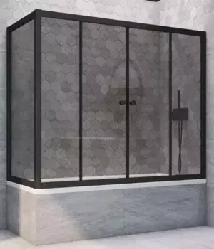 Шторка на ванну стеклянная «Vegas Glass» Z2V+ZVF Novo 160/80 графит/чёрная матовая универсальная