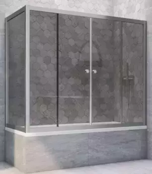 Шторка на ванну стеклянная «Vegas Glass» Z2V+ZVF Novo 160/80 графит/хром матовый универсальная