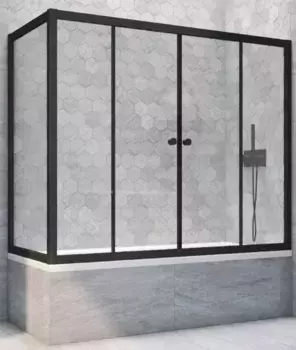 Шторка на ванну стеклянная «Vegas Glass» Z2V+ZVF Novo 160/85 Crystal vision/чёрная матовая универсальная