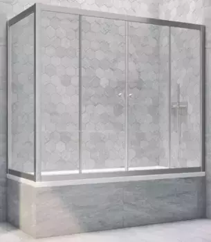 Шторка на ванну стеклянная «Vegas Glass» Z2V+ZVF Novo 160/85 Crystal vision/хром матовый универсальная