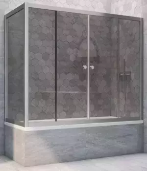 Шторка на ванну стеклянная «Vegas Glass» Z2V+ZVF Novo 160/85 графит/хром матовый универсальная