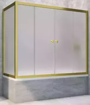 Шторка на ванну стеклянная «Vegas Glass» Z2V+ZVF Novo 160/85 сатин/золото матовое универсальная