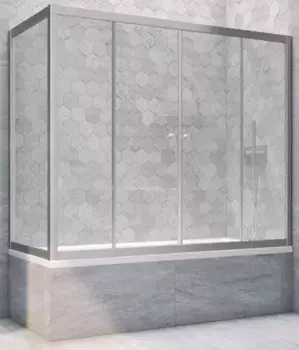 Шторка на ванну стеклянная «Vegas Glass» Z2V+ZVF Novo 160/90 Crystal vision/хром матовый универсальная