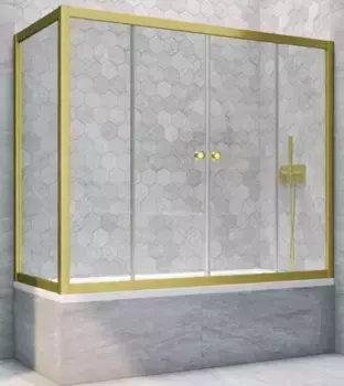 Шторка на ванну стеклянная «Vegas Glass» Z2V+ZVF Novo 160/90 Crystal vision/золото матовое универсальная