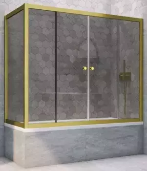 Шторка на ванну стеклянная «Vegas Glass» Z2V+ZVF Novo 160/90 графит/золото матовое универсальная