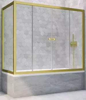 Шторка на ванну стеклянная «Vegas Glass» Z2V+ZVF Novo 165/70 Crystal vision/золото матовое универсальная