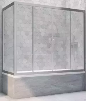 Шторка на ванну стеклянная «Vegas Glass» Z2V+ZVF Novo 165/70 прозрачная/хром матовая универсальная