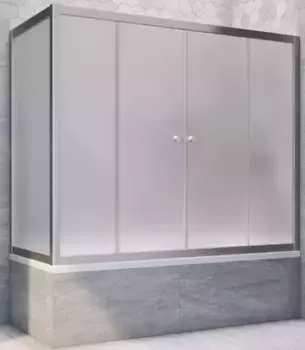 Шторка на ванну стеклянная «Vegas Glass» Z2V+ZVF Novo 165/70 сатин/хром матовая универсальная