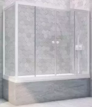 Шторка на ванну стеклянная «Vegas Glass» Z2V+ZVF Novo 165/75 Crystal vision/белая универсальная