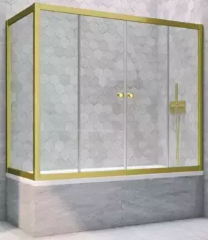 Шторка на ванну стеклянная «Vegas Glass» Z2V+ZVF Novo 165/75 Crystal vision/золото матовое универсальная