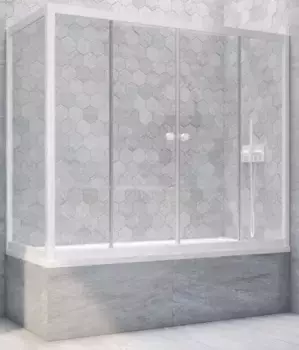 Шторка на ванну стеклянная «Vegas Glass» Z2V+ZVF Novo 165/75 прозрачная/белая универсальная