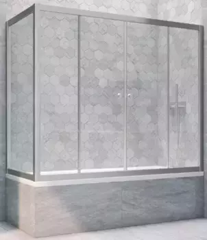 Шторка на ванну стеклянная «Vegas Glass» Z2V+ZVF Novo 165/75 прозрачная/хром матовая универсальная