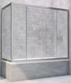 Шторка на ванну стеклянная «Vegas Glass» Z2V+ZVF Novo 165/80 Crystal vision/хром матовая универсальная