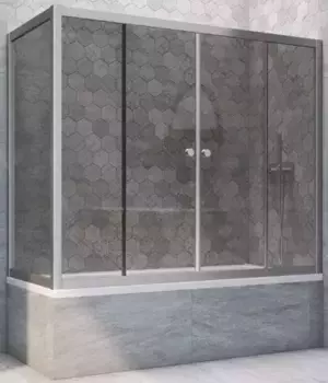 Шторка на ванну стеклянная «Vegas Glass» Z2V+ZVF Novo 165/80 графит/хром матовая универсальная