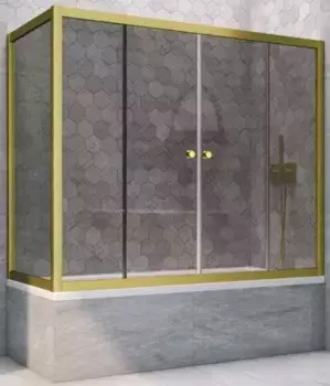 Шторка на ванну стеклянная «Vegas Glass» Z2V+ZVF Novo 165/80 графит/золото матовое универсальная