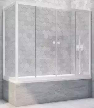 Шторка на ванну стеклянная «Vegas Glass» Z2V+ZVF Novo 165/80 прозрачная/белая универсальная