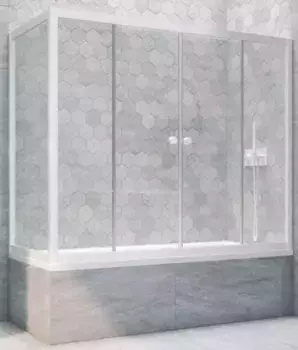 Шторка на ванну стеклянная «Vegas Glass» Z2V+ZVF Novo 165/85 Crystal vision/белая универсальная