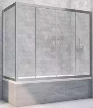 Шторка на ванну стеклянная «Vegas Glass» Z2V+ZVF Novo 165/85 Crystal vision/хром матовая универсальная