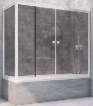 Шторка на ванну стеклянная «Vegas Glass» Z2V+ZVF Novo 165/85 графит/белая универсальная