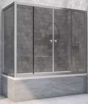Шторка на ванну стеклянная «Vegas Glass» Z2V+ZVF Novo 165/85 графит/хром матовая универсальная