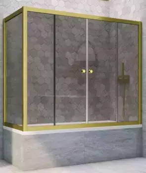 Шторка на ванну стеклянная «Vegas Glass» Z2V+ZVF Novo 165/85 графит/золото матовое универсальная