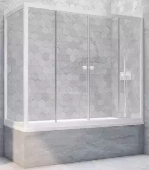 Шторка на ванну стеклянная «Vegas Glass» Z2V+ZVF Novo 165/85 прозрачная/белая универсальная