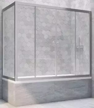Шторка на ванну стеклянная «Vegas Glass» Z2V+ZVF Novo 165/85 прозрачная/хром матовая универсальная