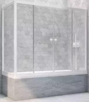 Шторка на ванну стеклянная «Vegas Glass» Z2V+ZVF Novo 165/90 Crystal vision/белая универсальная